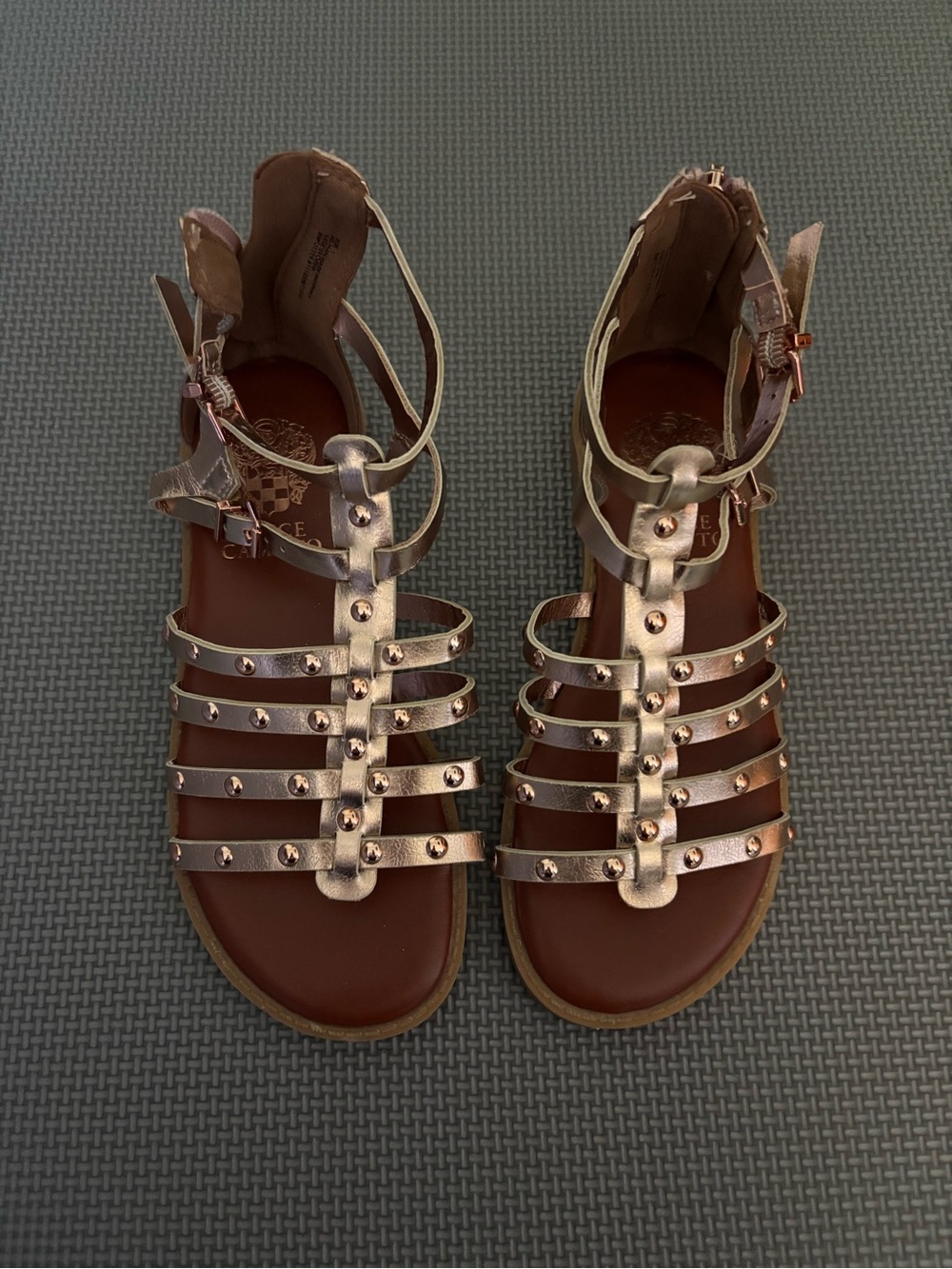 Vince Camuto Metallic Rose Gold Studded Gladiator Sandals for Kids